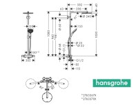 MEDIDAS COLUMNA DUCHA TERMOSTATICA SHOWERPIPE RAINDANCE SELECT 240 HANSGROHE